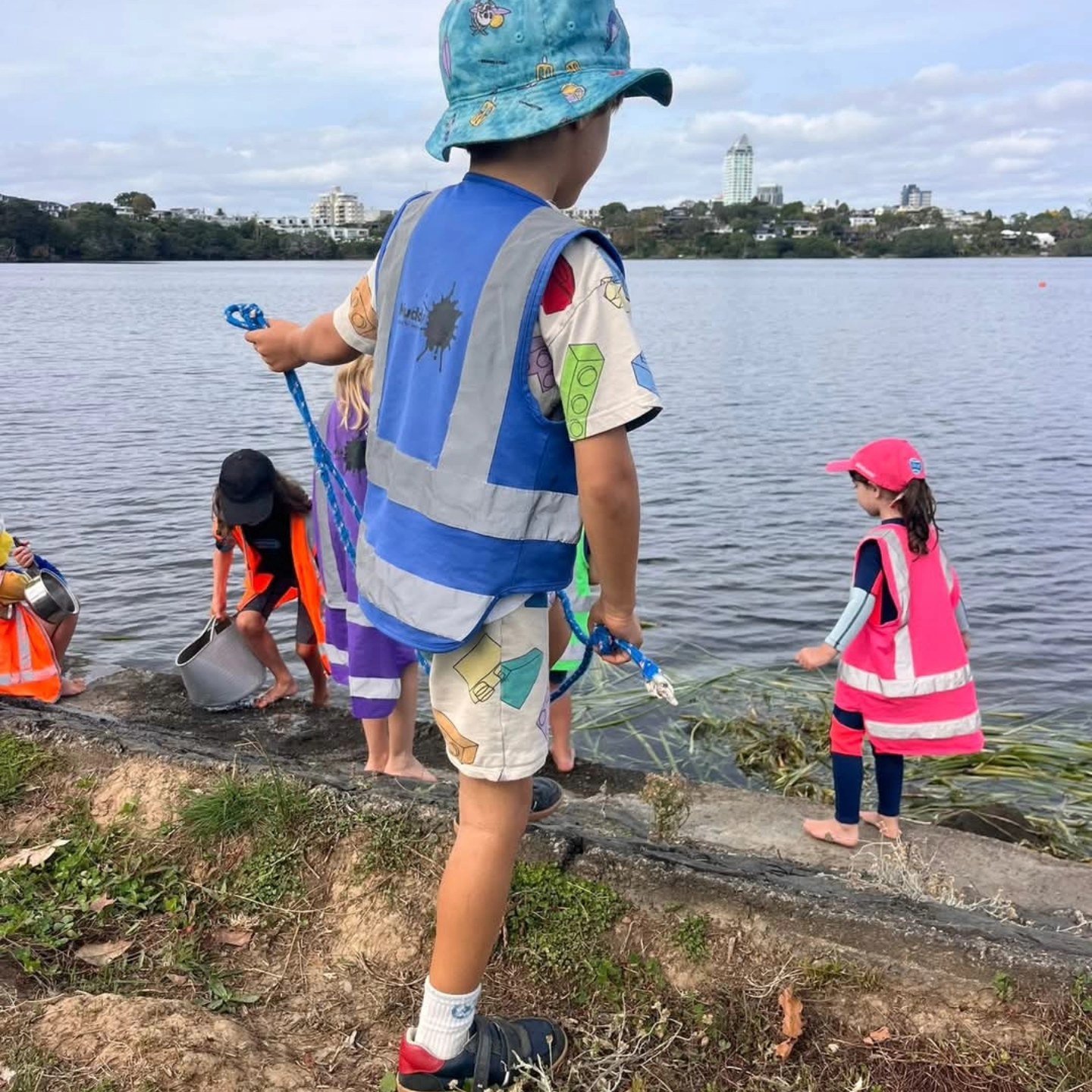 Kids playing at Lake Pupuke